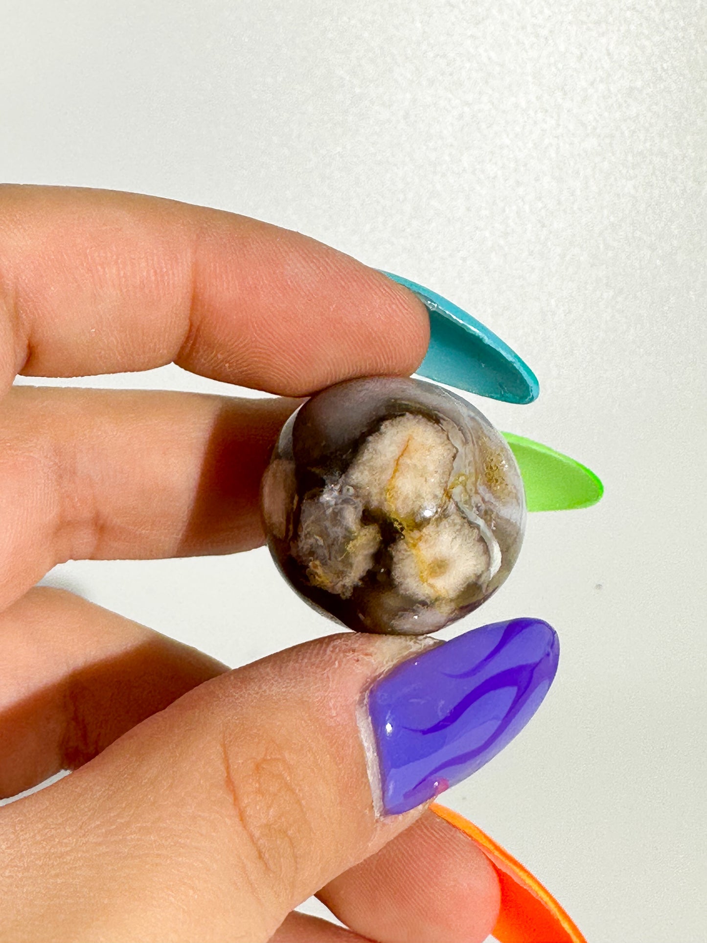 Mystery Black Flower Agate Sphere