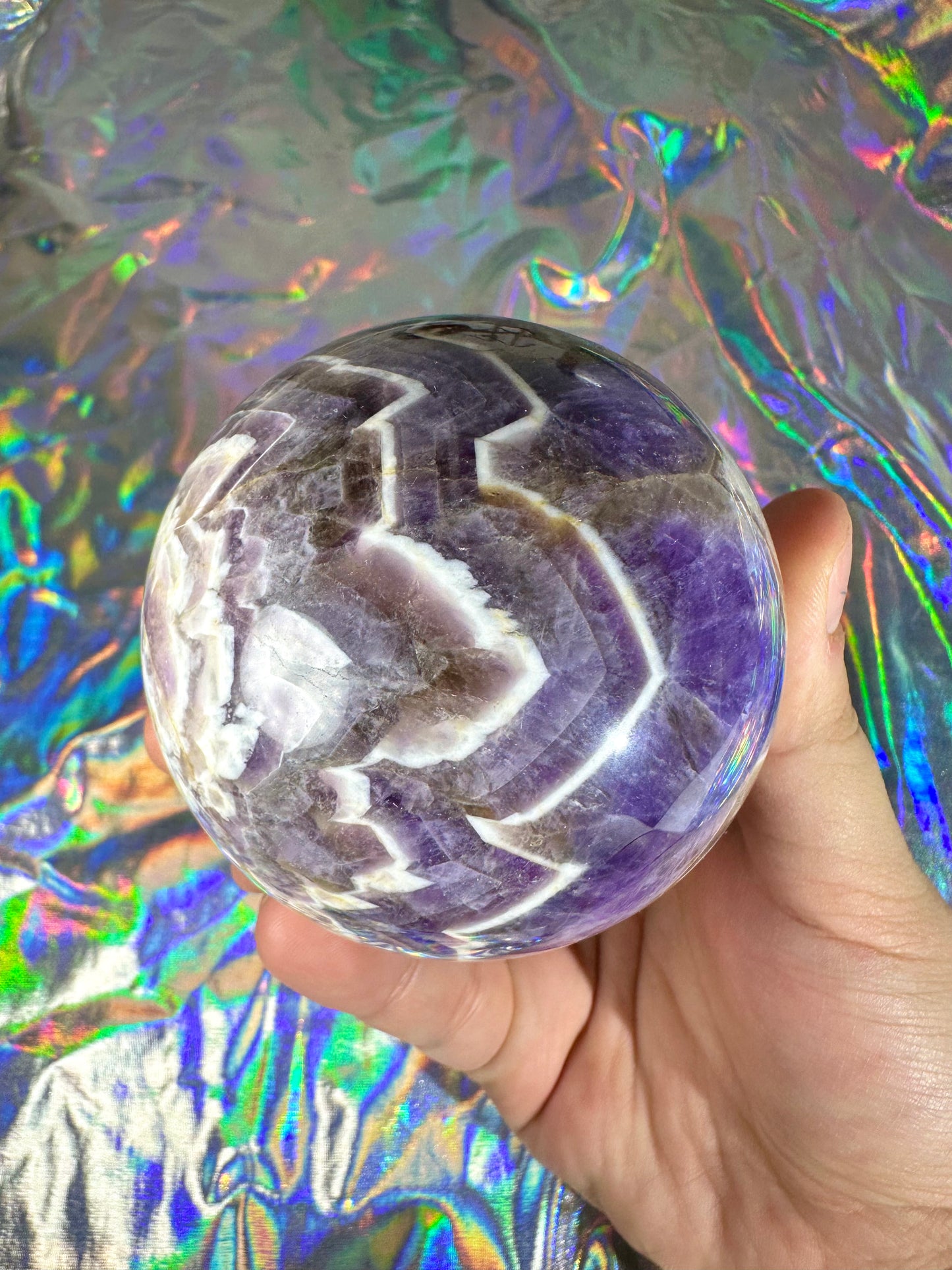 Chevron Amethyst Sphere (B)