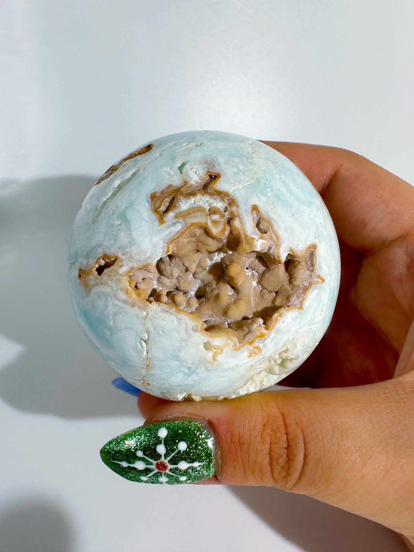 Druzzy Seafoam Calcite Sphere