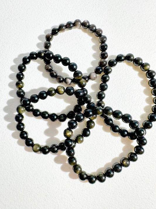 Silver/ Golden Sheen Obsidian Bracelets