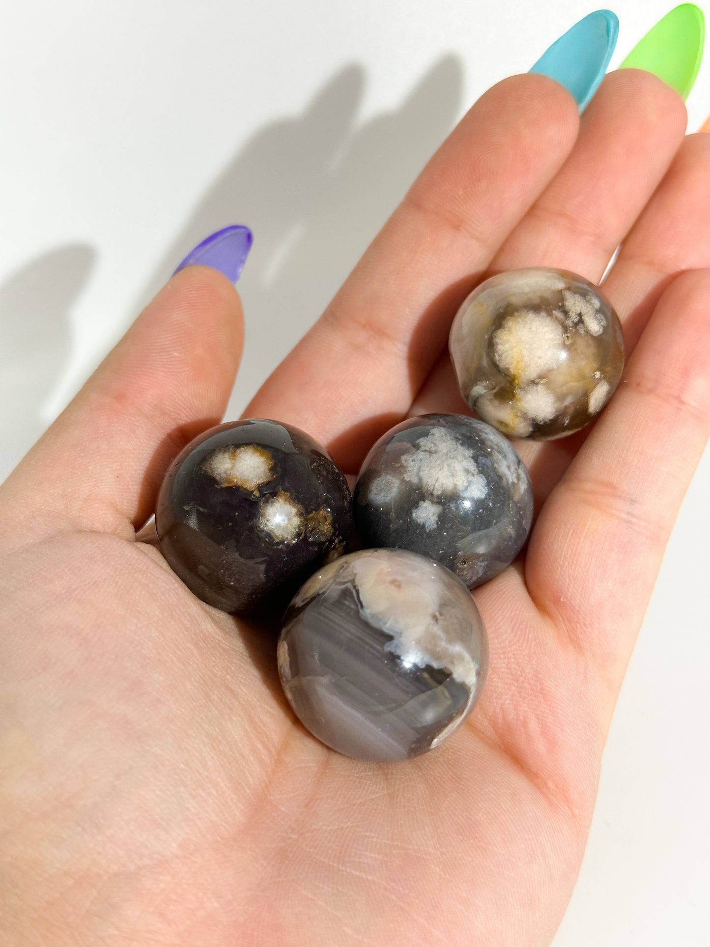 Mystery Black Flower Agate Sphere